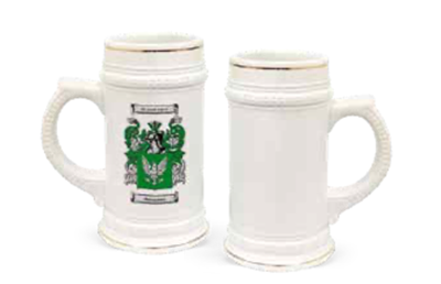 22oz White Steins with Gold Trim
